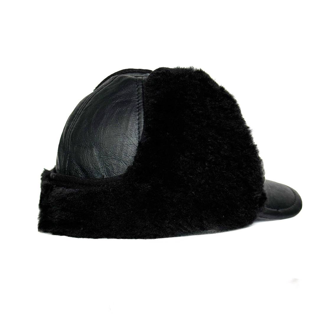 Men's Shearling Leather Trapper Hat – Aviator Winter Cap with